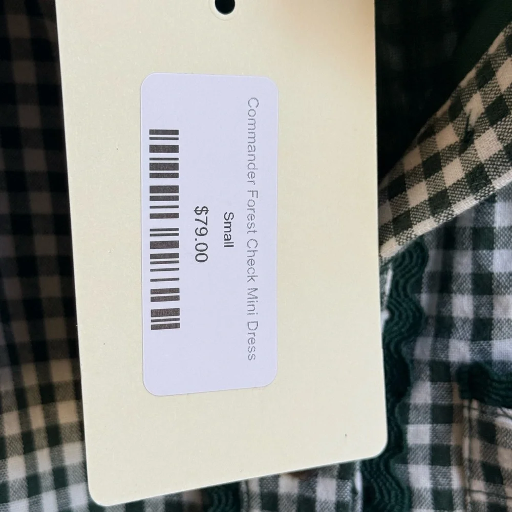 Entro Commander Forest Check Mini Dress. Size S NWT .Lined. Button front. - Picture 7 of 11